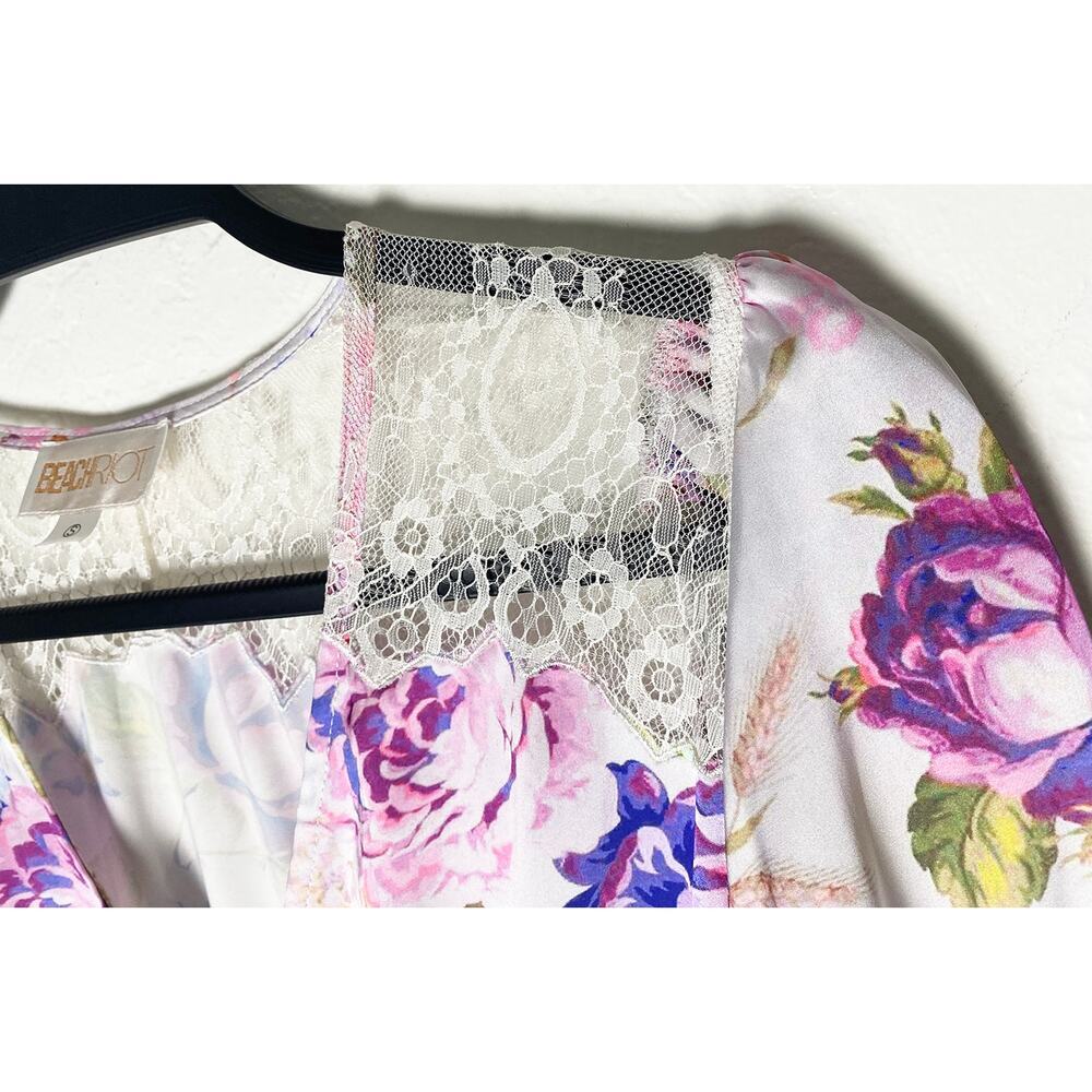 Women's Beach Riot x‎ V. Chapman Lotus Wrap Dress Floral Mini Asymmetrical Lace - Picture 9 of 13